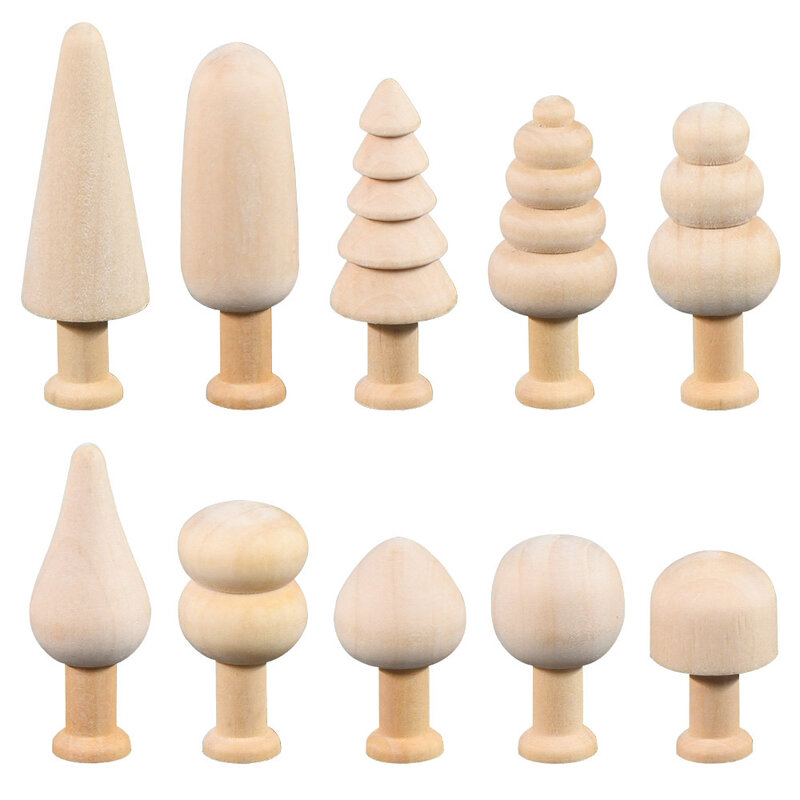 2 pezzi di ornamenti di funghi simulati fai da te set di giocattoli per bambini fatti a mano in legno naturale non finiti di artigianato di funghi