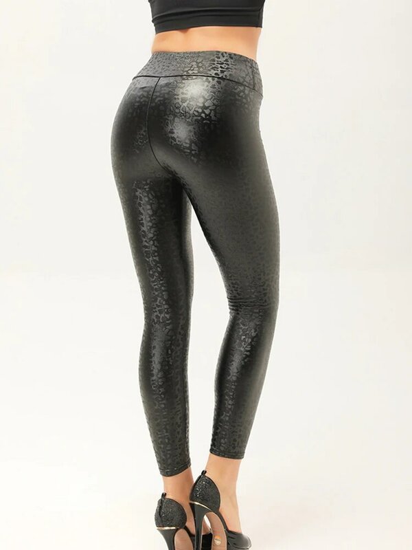 Hot Women Sexy Leggings Stretchy PU Faux Leather Long Pants High Waist Skinny Trousers Slim Female