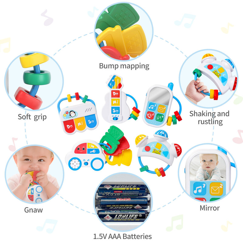 Brinquedo musical do bebê com som animal, teclado piano infantil, instrumento elétrico piscando música, primeiros brinquedos educativos para crianças