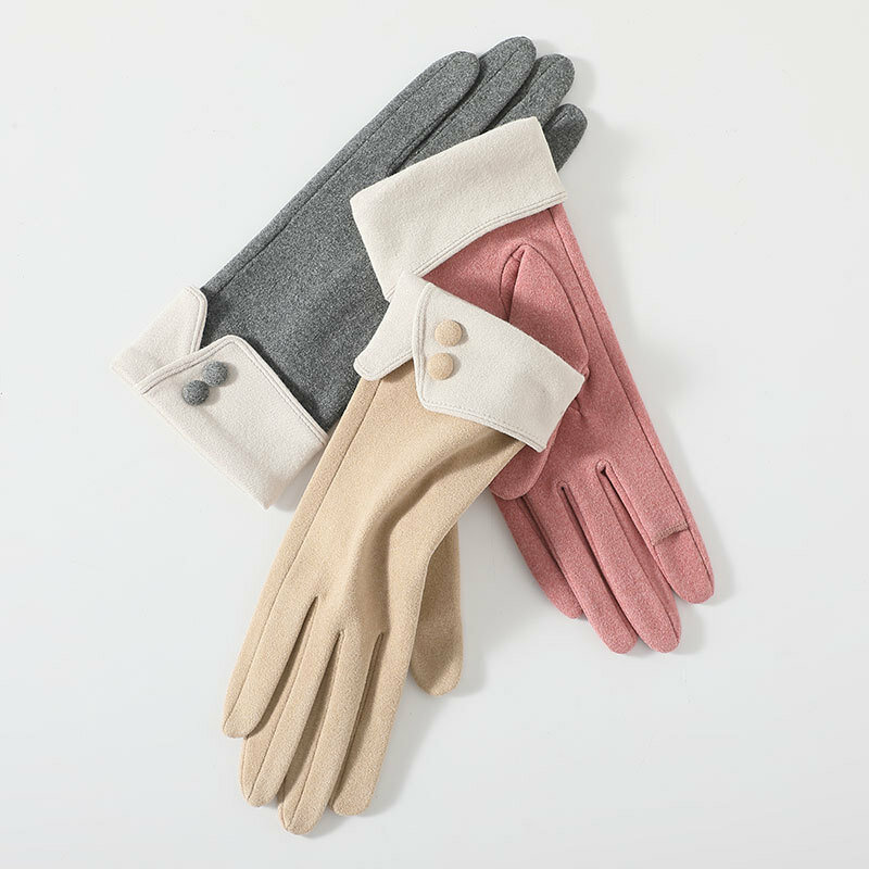 Осенне-зимние женские тонкие теплые однослойные ветрозащитные Модные Простые эластичные перчатки для вождения и работы с сенсорным экраном