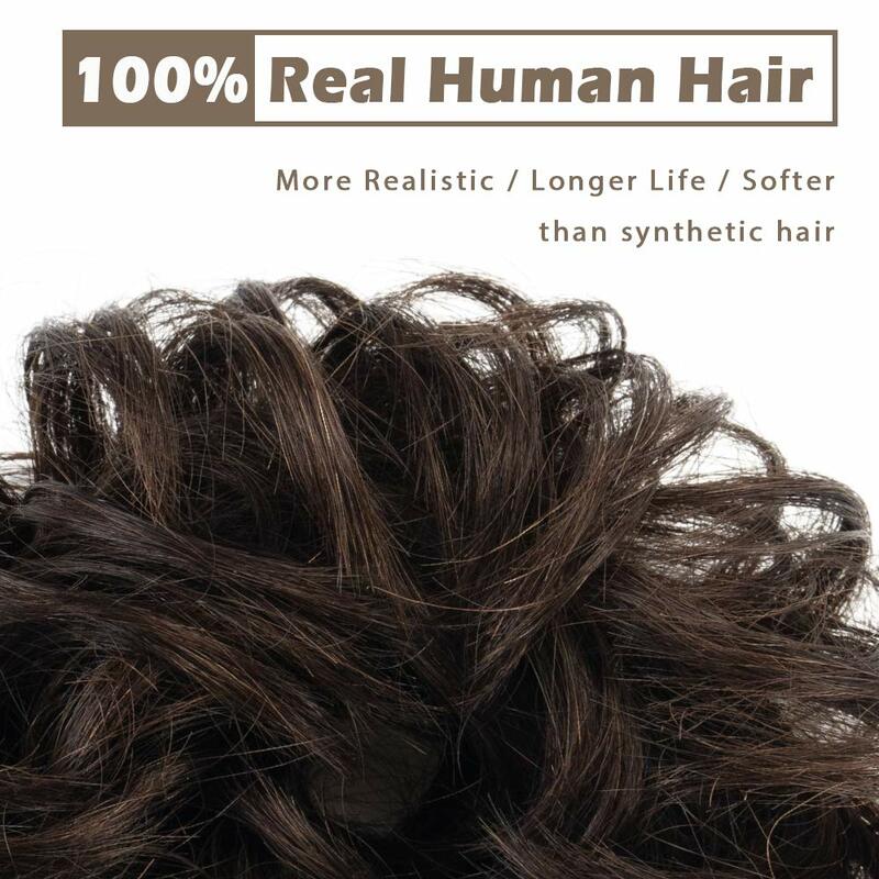 Maxine niechlujny ludzki przyrząd do koka z włosów kok gumki 100% ludzkich włosów opaska kręcony kucyk warkocz elastyczny ogon do włosów dla kobiet