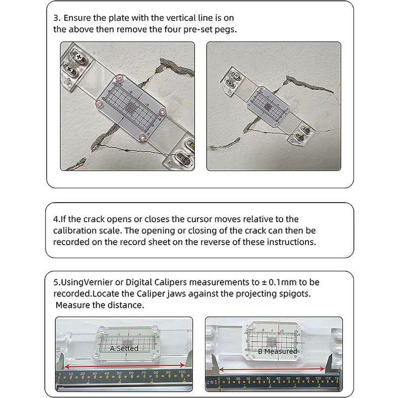1pcs strumento portatile per la misurazione delle crepe per il monitoraggio delle crepe Monitor delle crepe della parete misuratore di contrasto delle crepe dell'aereo con scala trasparente