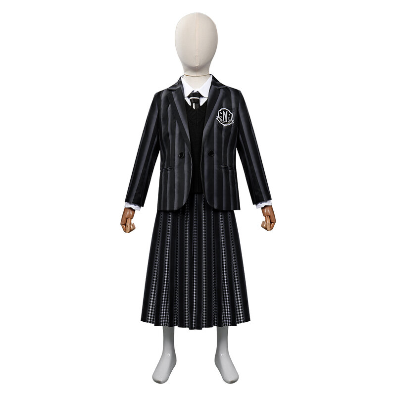 Adult Kids Wednesday Cosplay Costume School Uniform Dress Top Skirt Outfits Halloween Carnival Party Role Suit For Female Kids