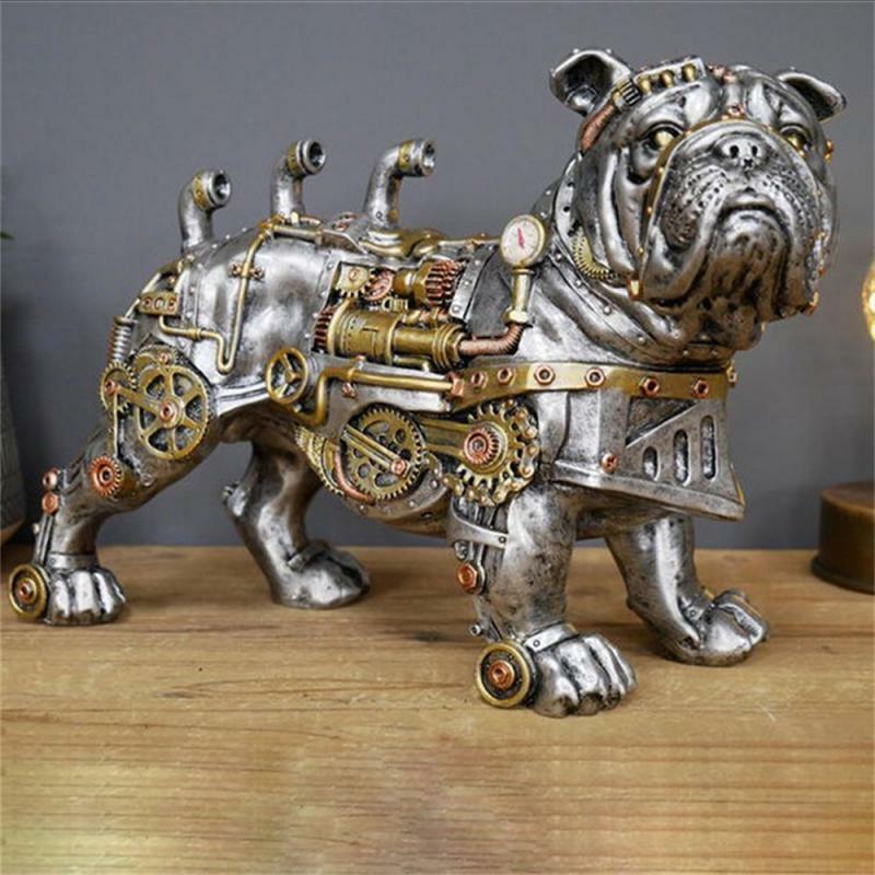 Artesanía de resina para decoración del hogar, estatua de perro Steampunk, Lobo, sala de estar, knick-knack, regalo de Año Nuevo, escultura de Animal en miniatura