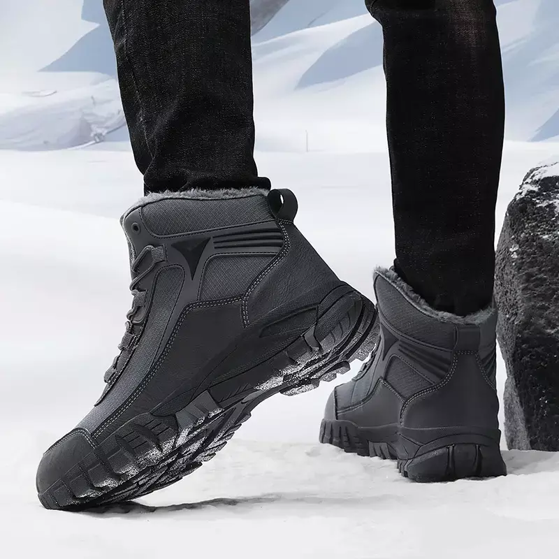 Botas de pelúcia de isolamento térmico masculinas, sapatos off-road para motocicletas, montanhismo, ao ar livre, inverno