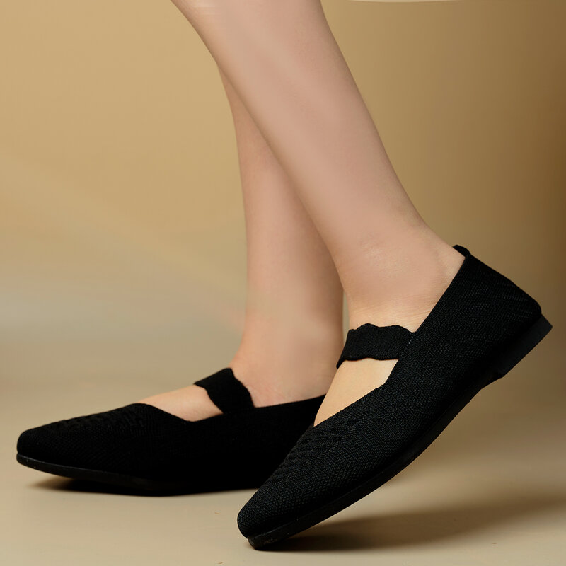 Туфли женские сетчатые трикотажные, повседневная обувь на плоской подошве, Нескользящие, лоферы, дышащие, летняя обувь