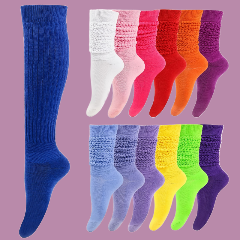 Calcetines térmicos hasta la rodilla para mujer, medias largas hasta la rodilla, estilo de punto, Color sólido, 1/3 pares