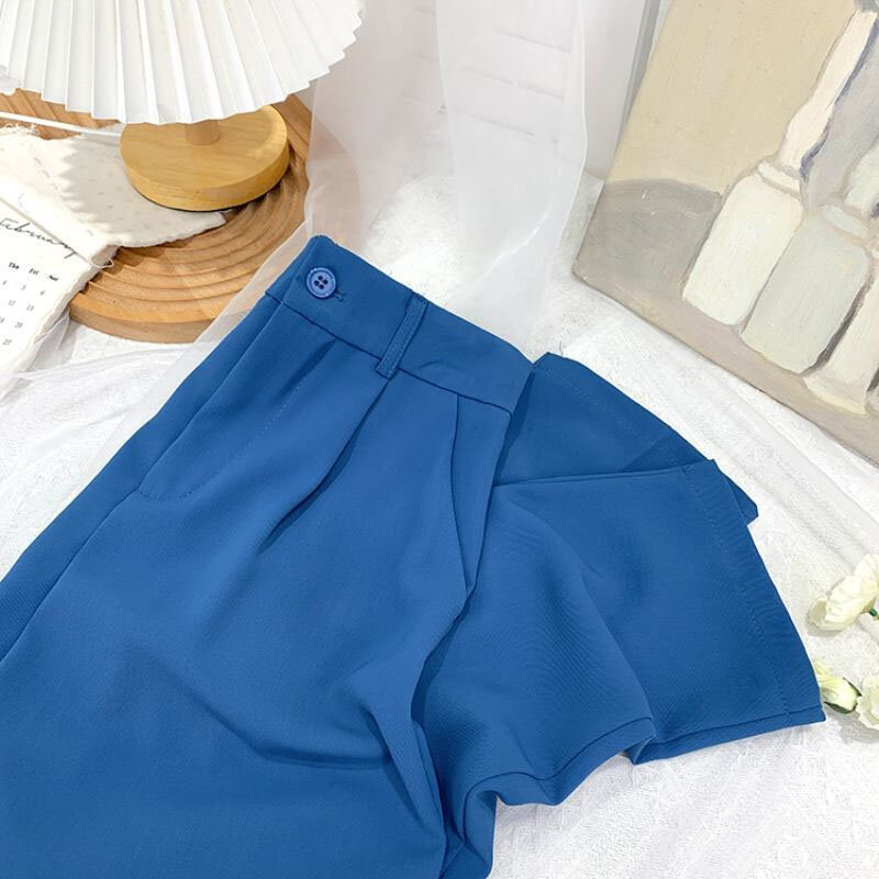 High Waist Korean Office Ladies Suit Pants Women Fashion Thin Section Casual Button Ankle Length Pants Female Straight Trousers