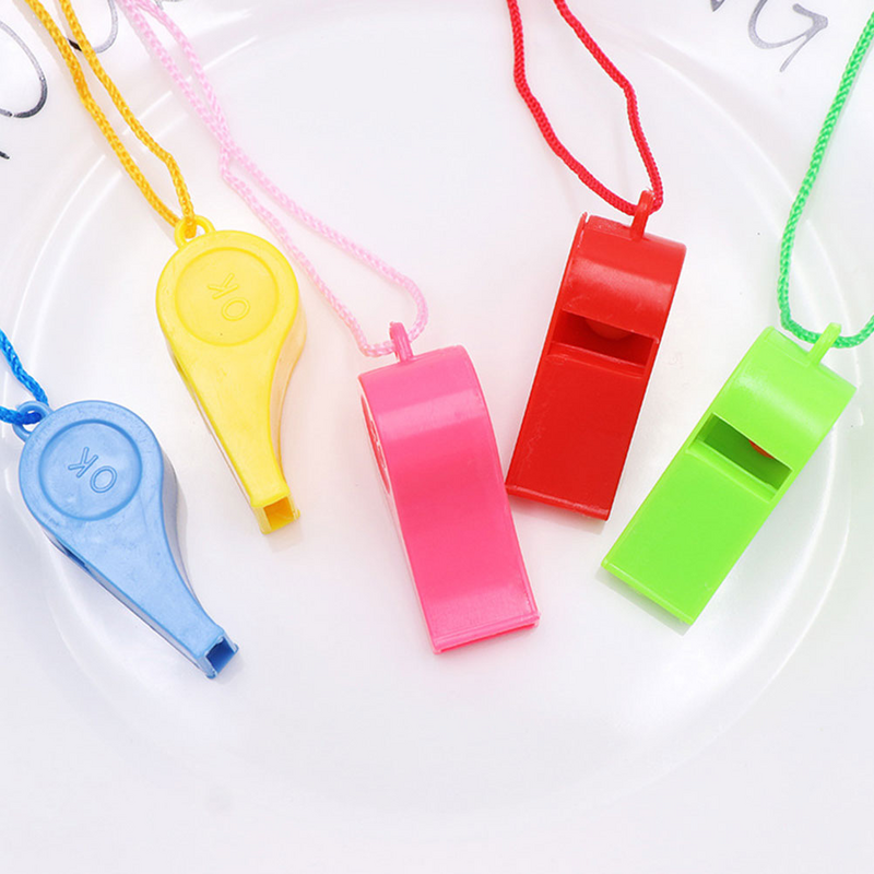 Sifflets d'arbitre en plastique colorés pour enfants, porte-clés pour enfants, articles de sport, 24 pièces