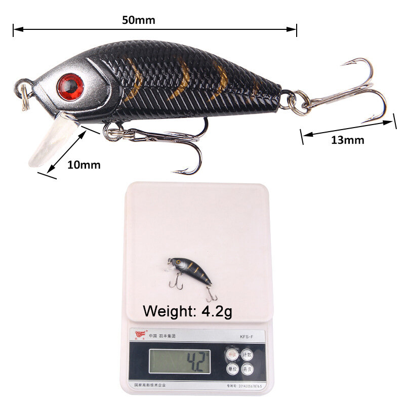1Pc Minnow Crank Fishing Lure Floating Hard Bait 5cm 4.2g ABS esca artificiale Wobbler Crankbait Carp Perch Pesca attrezzatura da Pesca