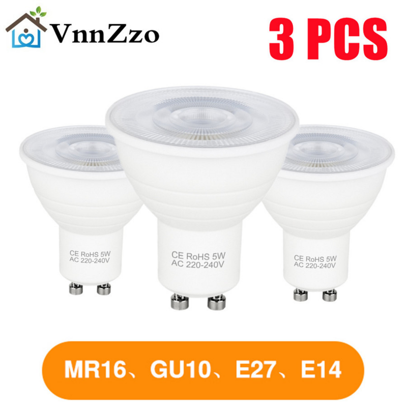 3 sztuk/partia GU10 żarówka LED 220V lampa MR16 reflektor 5W 7W GU5.3 Spot Light MR16 żarówka LED Lampada LED GU 10 oświetlenie domu