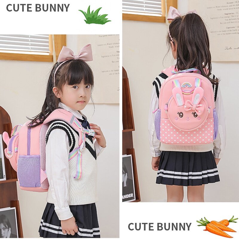 Новые модные детские школьные ранцы с милым мультяшным единорогом бантом кроликом Детские рюкзаки для девочек дошкольного возраста рюкзаки для принцесс для студентов