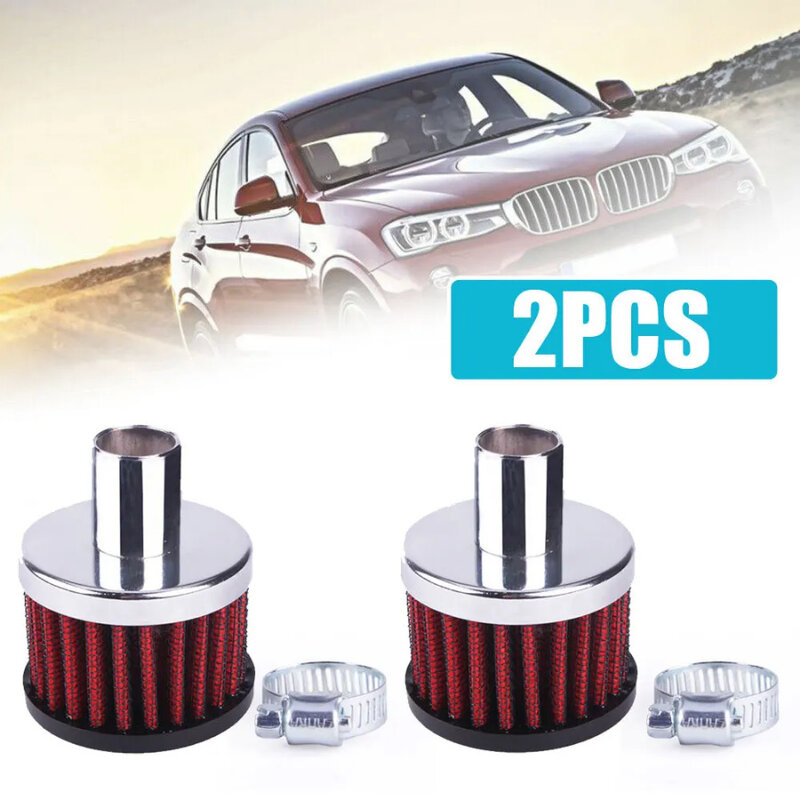 2x Car Breather Valve Cover Turbo Vent Crankcase Air Intake Filter Stainless Steel Clamp Filtre Air Voiture Wear Universal Part