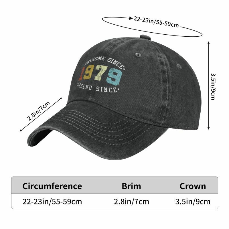 Punk Cotton 45th Birthday Gift Awesome Since 1979 Legend Retro Party Birth Baseball Cap for Women Men Breathable Dad Hat Outdoor
