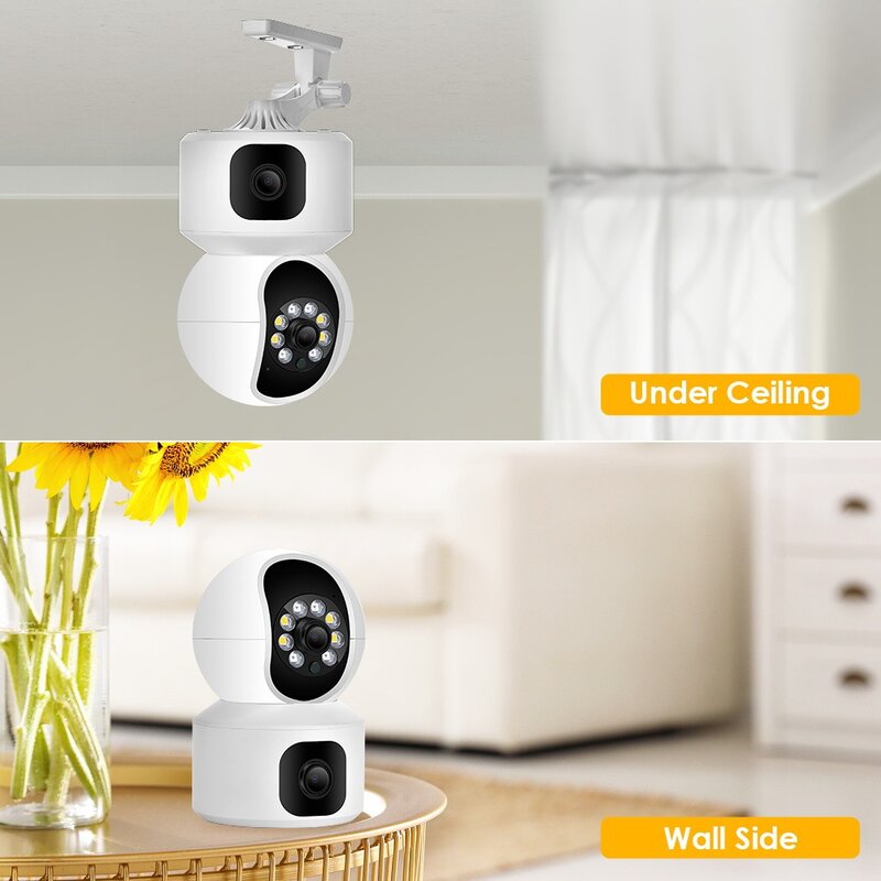 HAMROL-Home Security CCTV Camera com Lente Dupla, AI Detecção Humana, Áudio Bidirecional, Monitor de Bebê, Exterior e Interior, PTZ, 8MP, 4MP