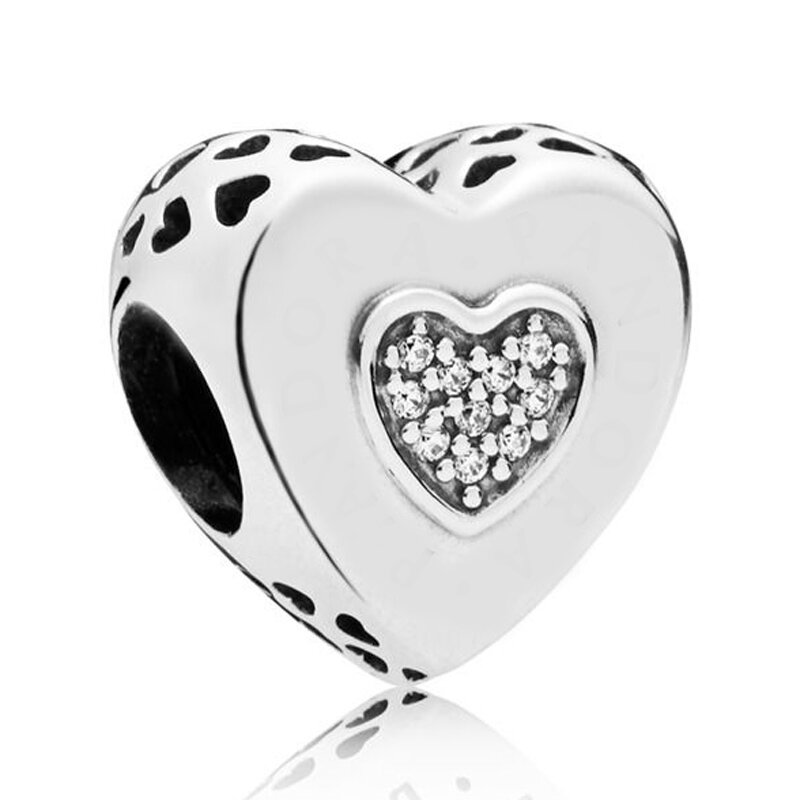 Fashion Openwork Romantic Heraldic Mother Open You Heart Fan of Love Charm 925 Sterling Silver Beads Fit bracciale gioielli fai da te