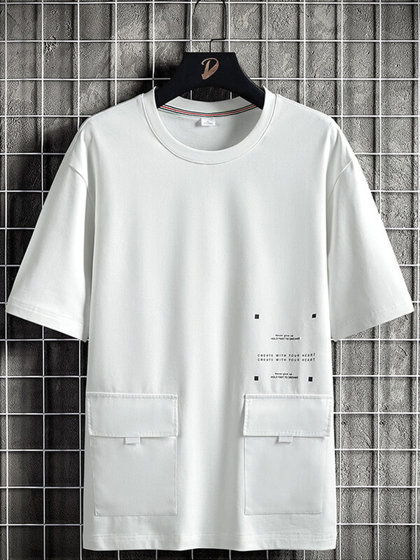 Zomer Oversized Grote Zakken T-shirts Mannen Streetwear Korte Mouw Katoenen T-shirt Mannelijke Harajuku Tops Tees Plus Size 6XL 7XL 8XL