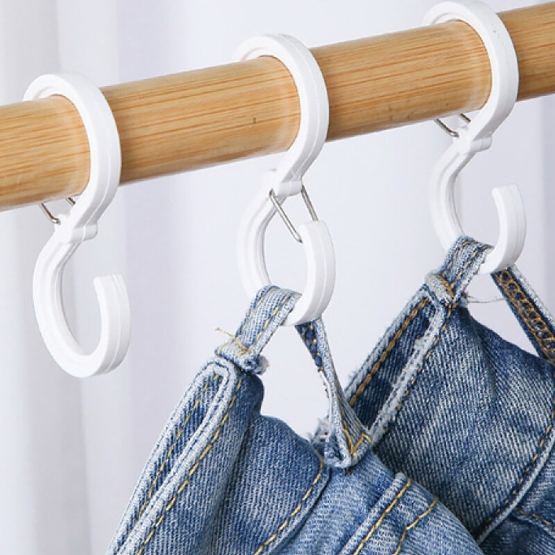 8* S-Shape Plastic Hook Clip Garden Hanging Clasp Kitchen Pot Rack Room Bags Clothes Towels Closet Rod Hanger Hooks With Buckle
