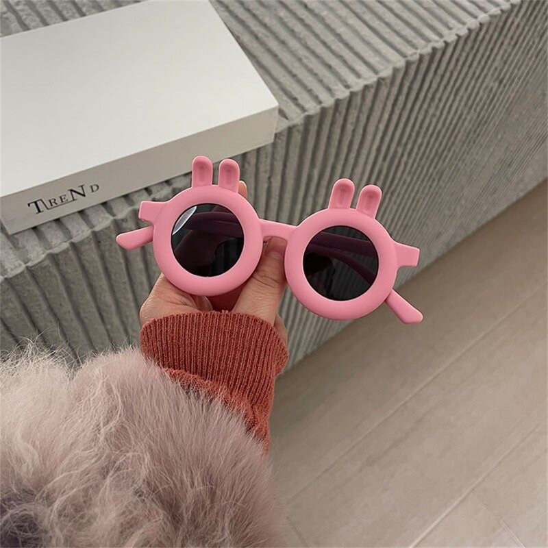 Trendy Kids Fashion Sunglasses Cute Boy Outdoor UV400 Sunshade Eyewear Girl Children Vintage Rabbit Ear Shaped Sun Glasses