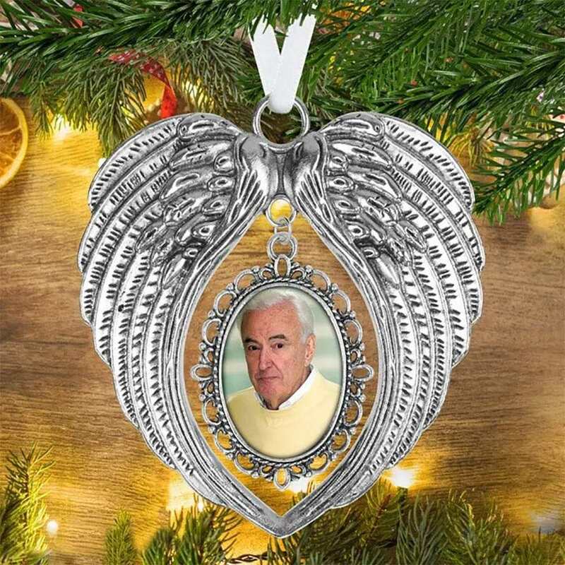 Free Shipping 20pcs/Lot Oval Ornaments with Angel Wing Sublimation Angel Wing Ornament for Christmas Decoration