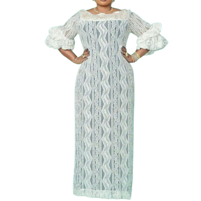 2023 африканские платья для женщин элегантное ажурное мусульманское модное абайя Дашики халат кафтан длинное платье африканская одежда