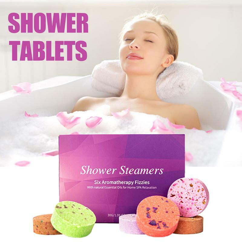 6pcs Aromatherapy Essencel Oil Stress Relief Shower Steamers Bathing Spa Essential Dried Flower Fragrance Fragrant shower tablet