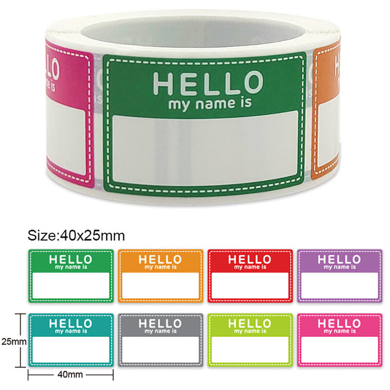 200pcs Color Blank Name Stickers "Hello My Name Is" Name Label Personalized Signature Design School Office Baby Newborn Name Tag