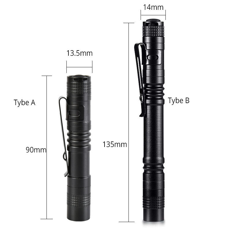 Super pequeno Mini lanterna LED, Handheld Edge Pen Light, tocha de bolso Linterna para acampar, lanterna de pesca, D5, 4pcs