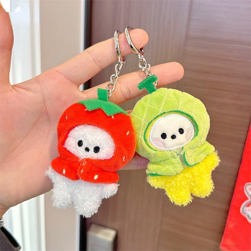 BEAST KINGDOM BT21 Fruit Head Cover Series Plush Pendant Anime Plush Keychain Cute Cartoon Bag Pendant Accessories Birthday Gift
