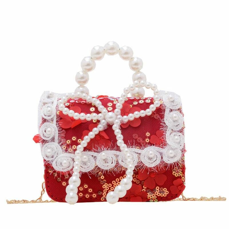 Pearl Mini Shoulder Bags Cute Bowknot Small Satchel Coin Wallets Little Girls