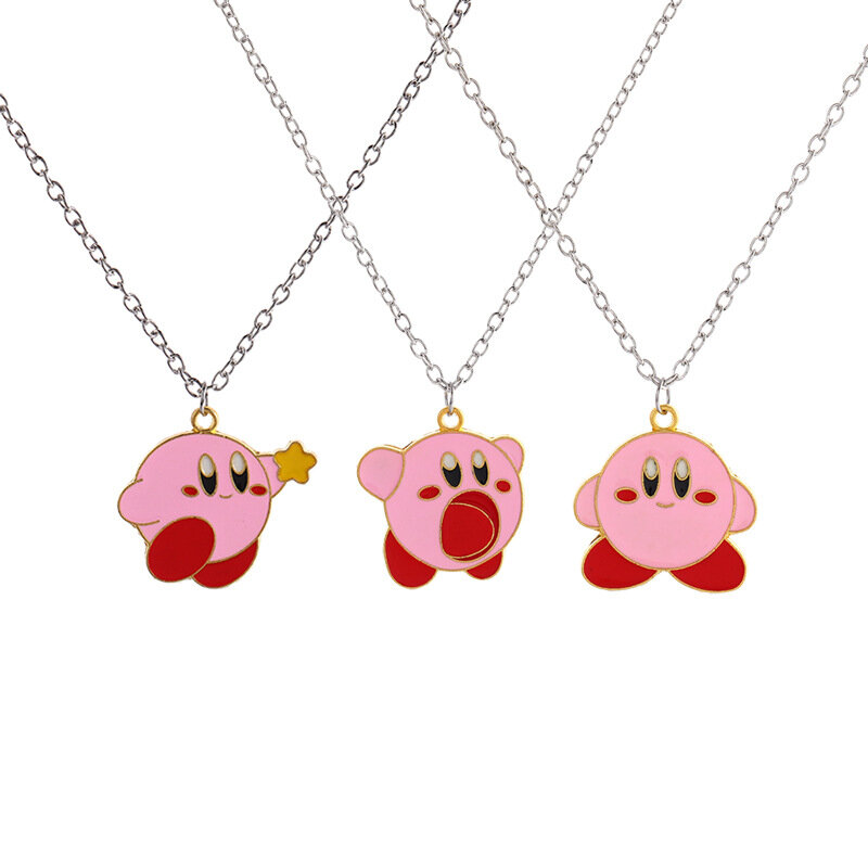 Kawaii Kirby Anime lalki z kreskówek łańcuch ze stopu naszyjnik moda łańcuszek do obojczyka Party biżuteria akcesoria dziewczyny prezent