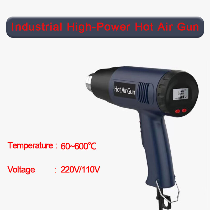 Pistola de ar quente industrial de alta potência Pistola de calor portátil Ferramenta de ar térmico Ventilador térmico de solda Acessórios de carro 110V, 220V, 2kW