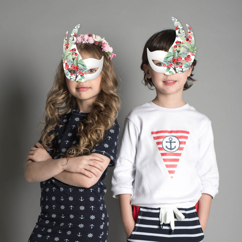 DIY Blank Máscara Facial para Crianças, Máscara Pintada à Mão, 7Pcs