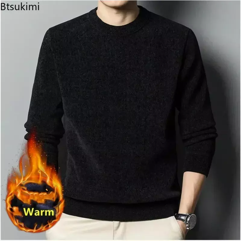 2024 Men's Thick Warm Chenille Cashmere Sweater Top Autumn Winter Soft Casual Pullover Sweater Tops Male Knitted Sweater свитер