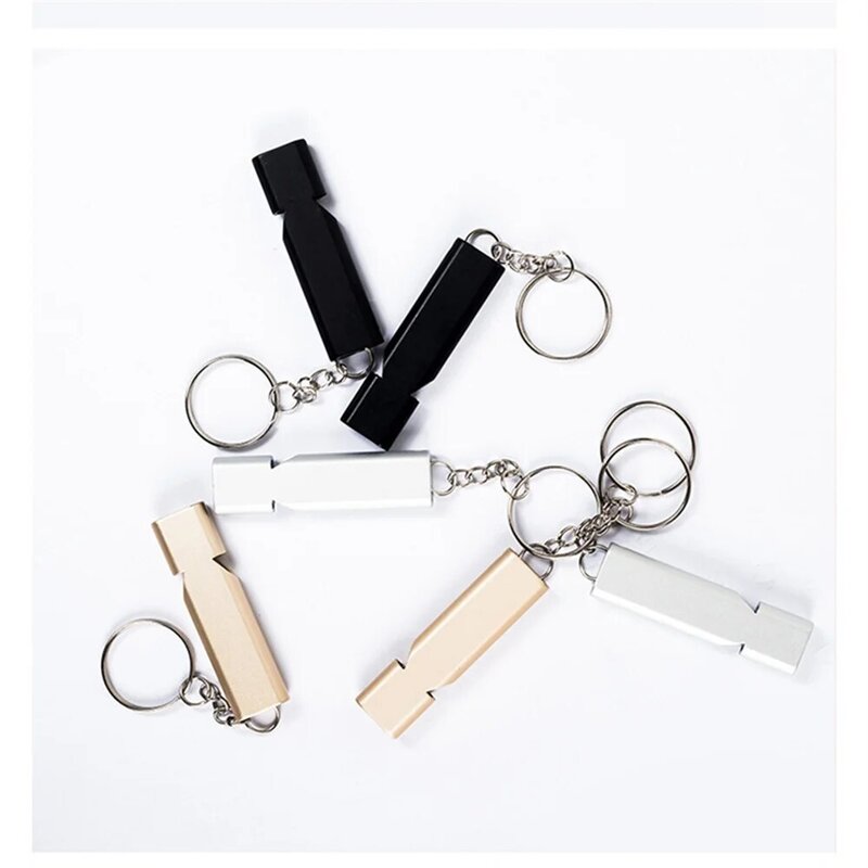 Outdoor Survival Whistle Aluminum Alloy Double Tube Dual-frequency High Volume Hiking Camping First Whistle Outdoors