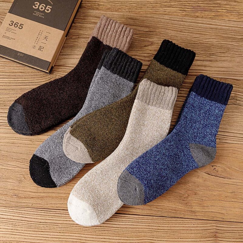 Inverno meias de lã quente grosso harajuku retro merino cashmere meias de alta qualidade plus size casual meias longas para homem 3 par