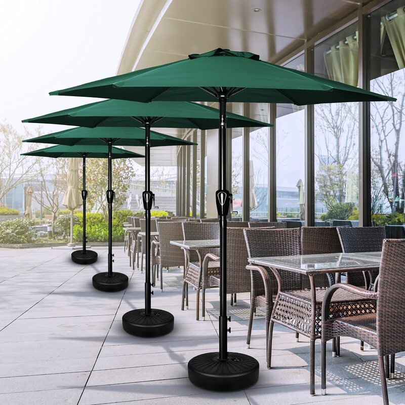 Sombrilla de Patio de lujo de 9 ', sombrilla de Patio de mercado de mesa al aire libre con botón de inclinación/manivela, Verde