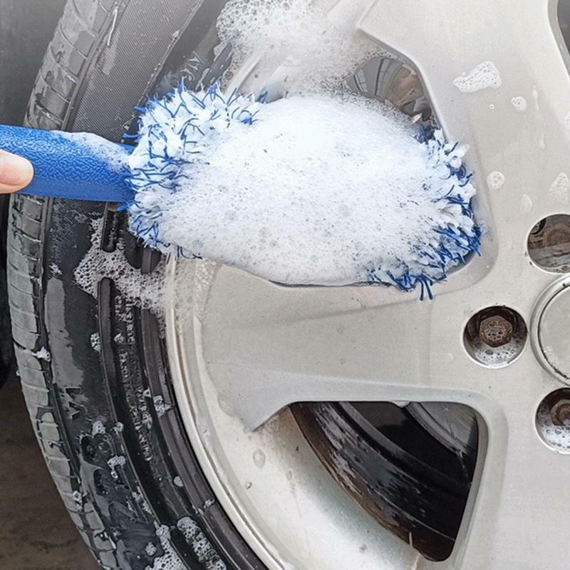 Car Wash Super Brush Plush Premium Wheels Brush Non-Slip Handle Easy To Cleaning Rims Spokes Wheel Barrel Car Accessories