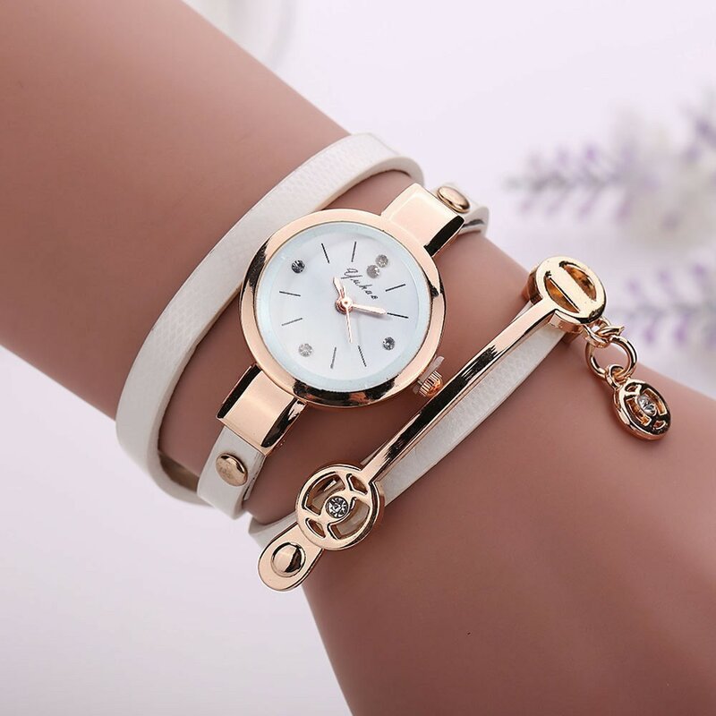 여성용 관대 쿼츠 손목 시계, 스테인레스 스틸 시계, 정확한 쿼츠 시계, 골드 시계