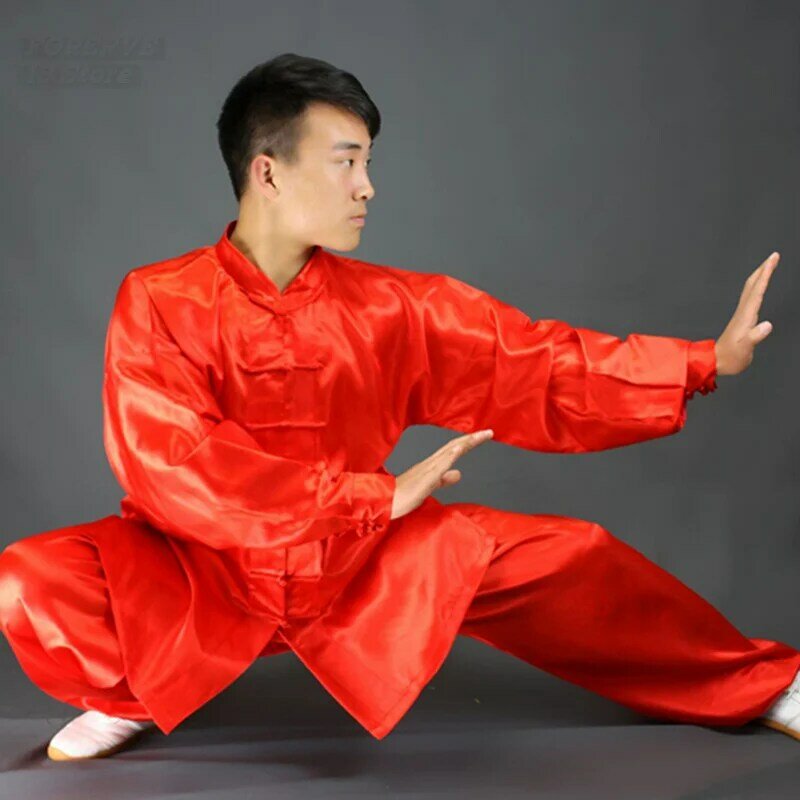Roupas de artes marciais Tai Chi para adultos, terno Wing Chun, exercício matinal Wushu, cor sólida, desempenho
