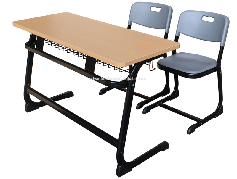 Classroom Furniture School Desk And Chair 2 Student University Double School Desk Wooden School Desk
