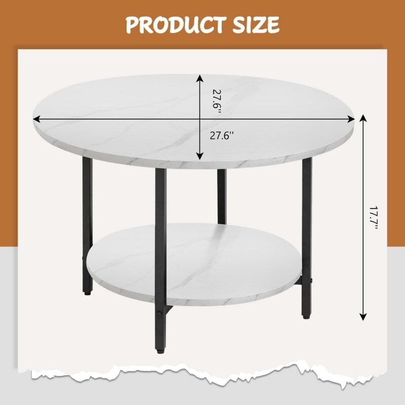 TOYSINTHEBOX tavolini rotondi, tavolo accento divano tavolo tavolo da tè con contenitore a 2 livelli per soggiorno, scrivania da ufficio, balcone