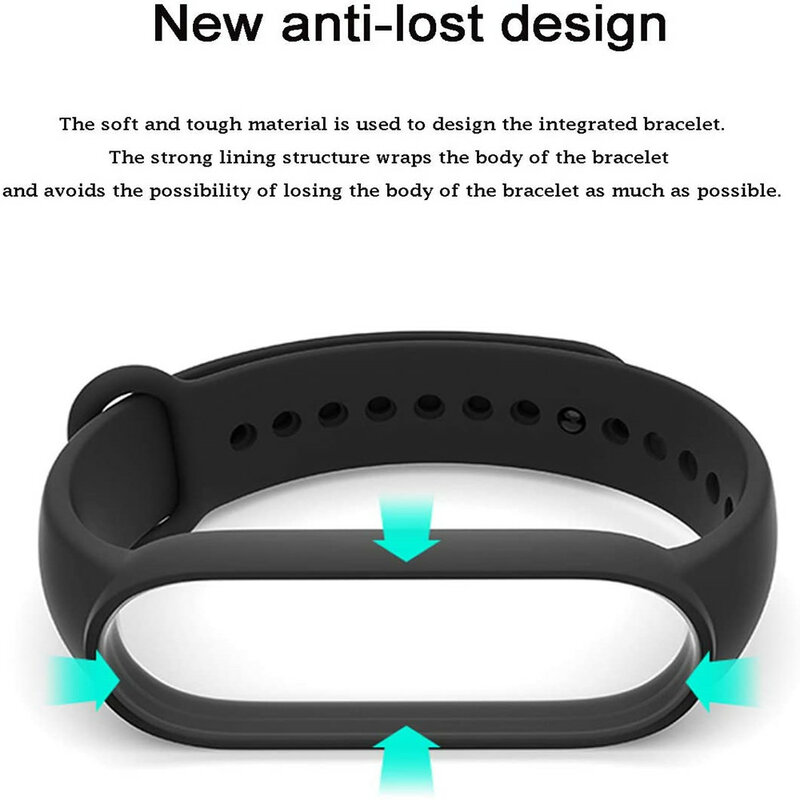Pulseira de silicone para Xiaomi Mi Band, pulseira, relógio inteligente de substituição, pulseira esportiva, 3, 4, 5, 6