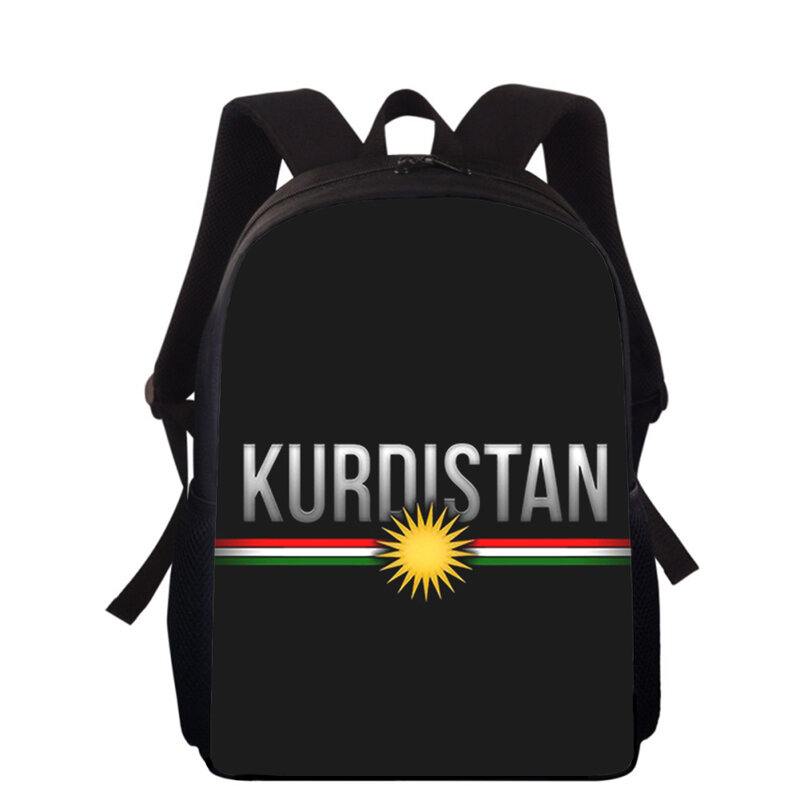 Kurdistan ransel anak laki-laki dan perempuan, tas punggung sekolah dasar motif 3D 15"