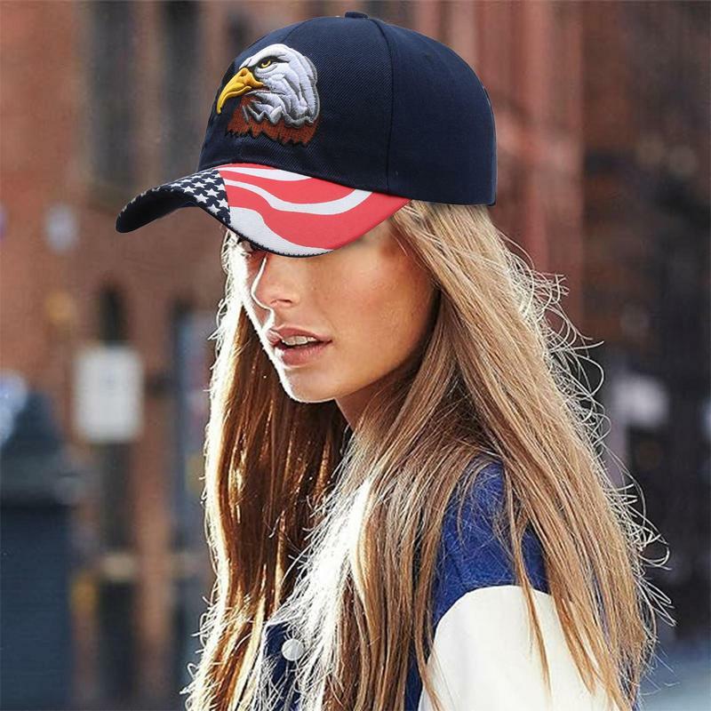 Embroidered Baseball Caps Men's Eagle And Flag Duck Tongue Hats Adjustable Women's Baseball Golf Hats Outdoor Sports Caps Unisex