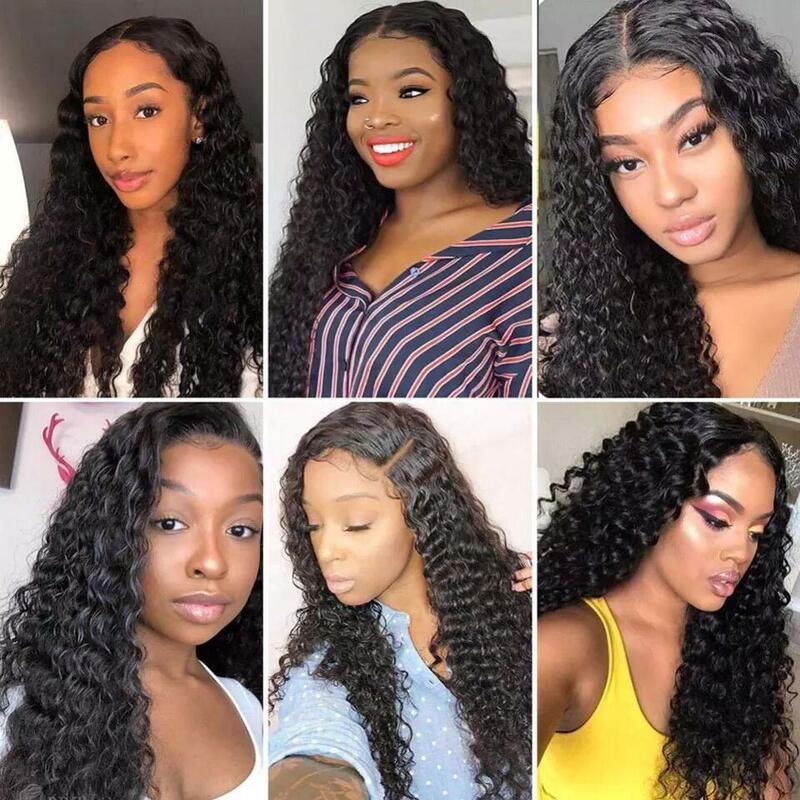 Brazilian Deep Wave Hair Weave Pacotes para Mulheres, Raw Curly, Pacotes de Cabelo Humano, Remy Extensão, 10A, 30 in, 32 in, 1 Pacotes, 3 Pacotes, 4 Pacotes