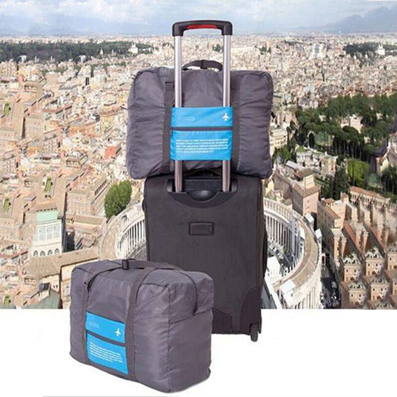 Tas traveling tahan air uniseks, tas jinjing kapasitas besar portabel, tas lipat nilon, tas koper perjalanan modis model baru tahan air