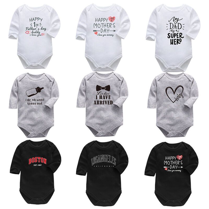 Pasgeboren Baby Bodysuits Lange Sleevele Babykleertjes O-hals 0-24M Baby Jumpsuit 100% Katoenen Baby Kleding Baby Sets