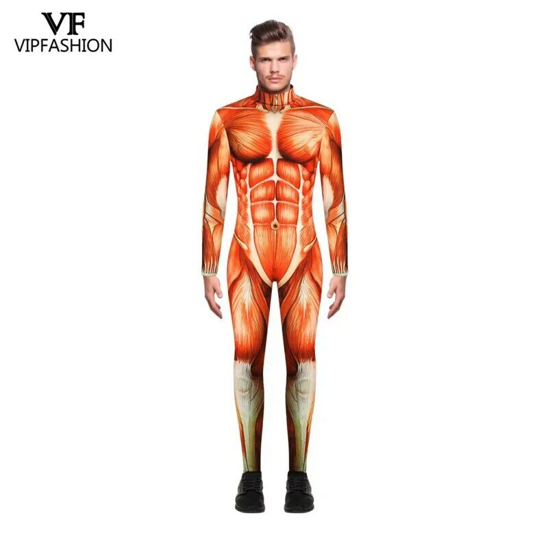 VIP FASHION Halloween Cosplay Costumes For Men Women 3D Japanese Anime Printed Muscle Zentai Bodysuit Jumpsuits