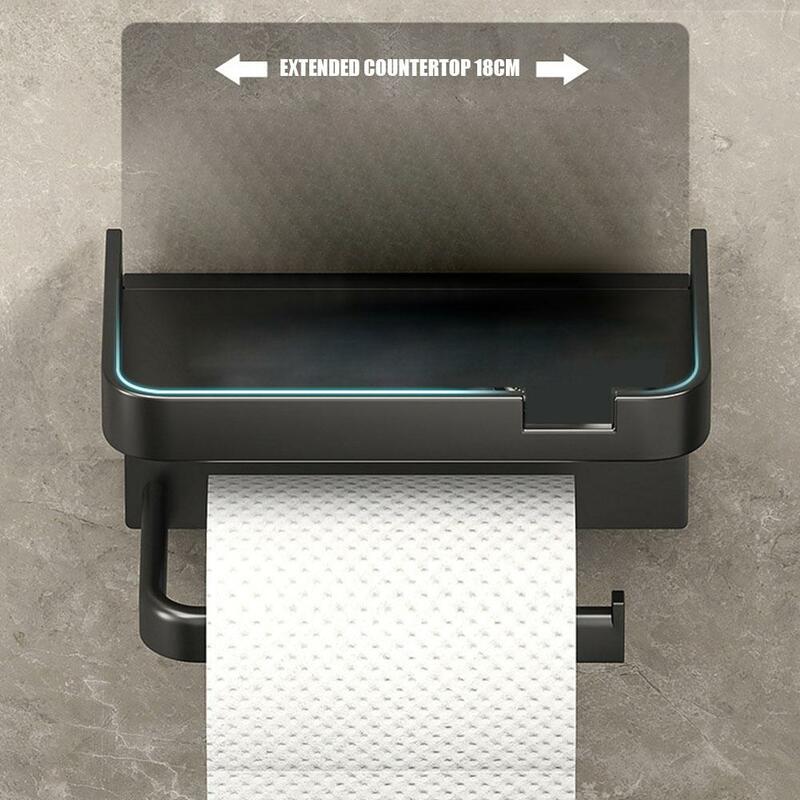 Tempat tisu Toilet terpasang di dinding rak penyimpanan plastik tebal tahan karat untuk kamar mandi dapur pemegang gulungan kertas Toilet